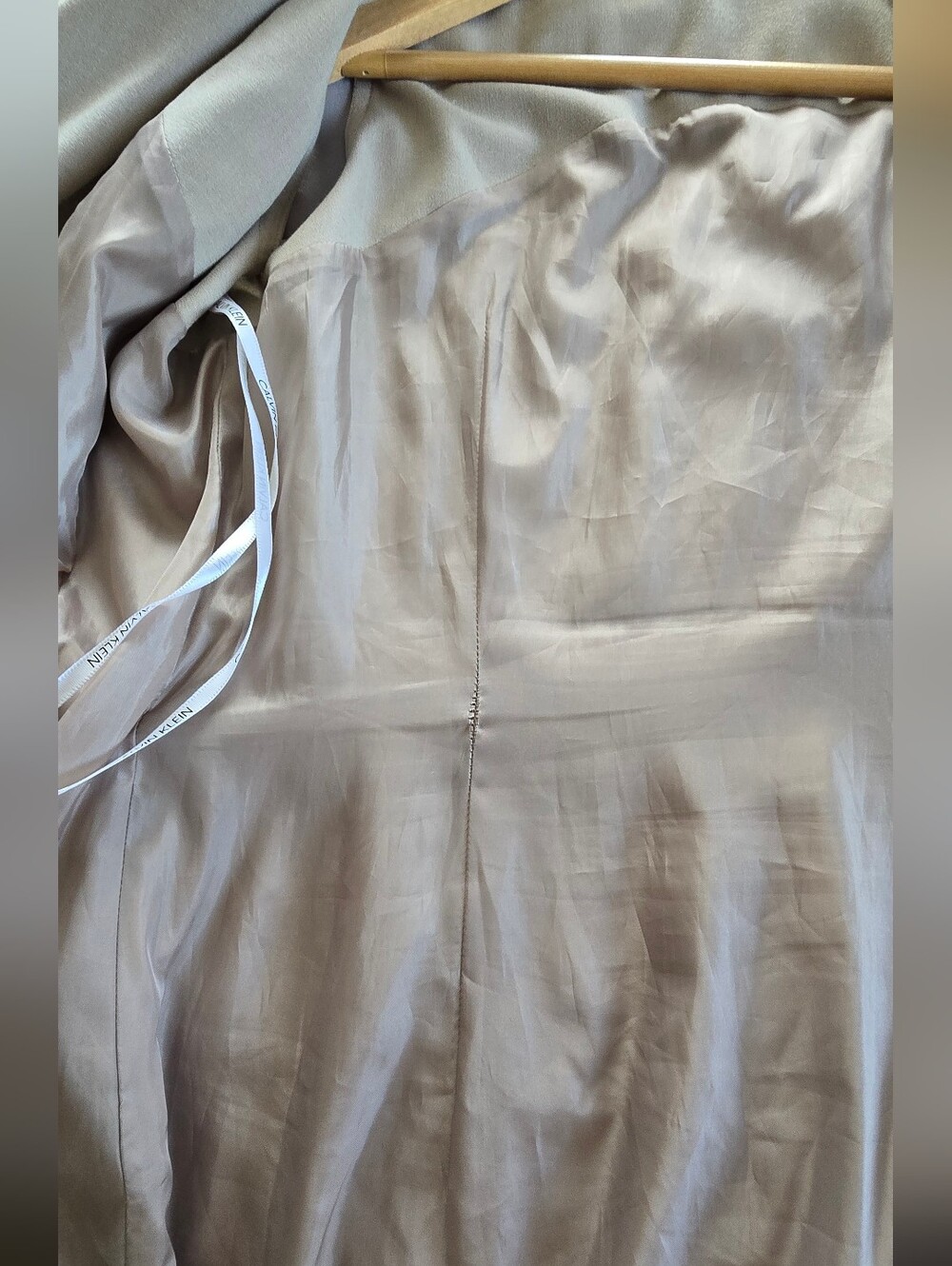 Calvin Klein Sleeveless Midi Trench Dress in Light Beige Women's Size 6 - Picture 12 of 14